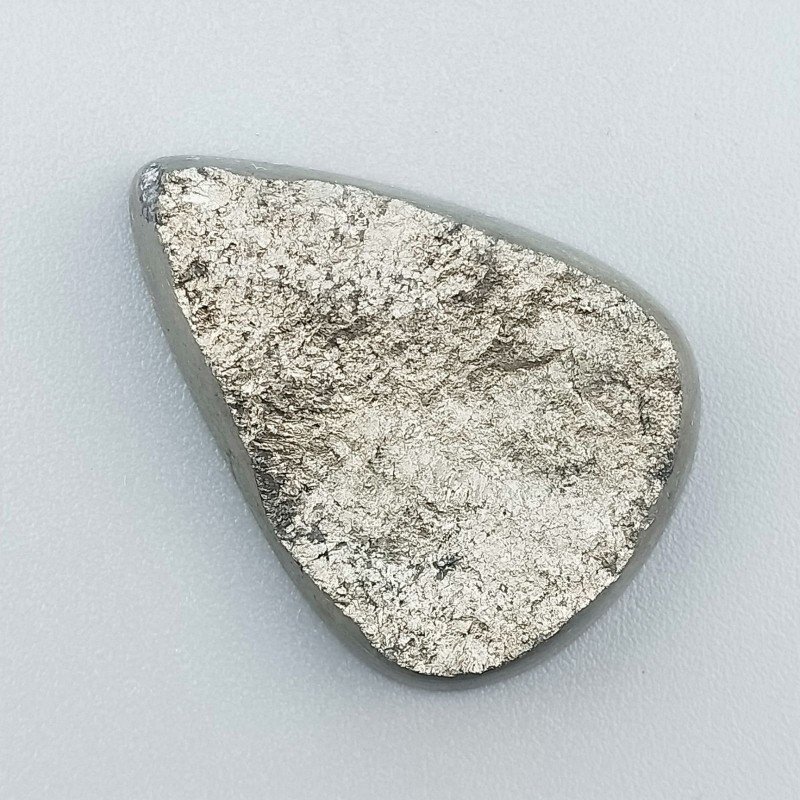 Pirite Grezzo Naturale Forma Goccia Piatto Cabochon Grezzo Lati Lisci Fatto a Mano 31X23X6mm 12,54gm 1pz