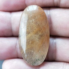 Cabochon di Quarzo Rutilato Dorato Naturale Ovale, Piatto e Liscio, 37x19x6 mm, 7,40 g, Fatto a Mano Cabochon di Quarzo Rutilato Dorato Naturale Ovale, Piatto e Liscio, 37x19x6 mm, 7,40 g, Fatto a Mano