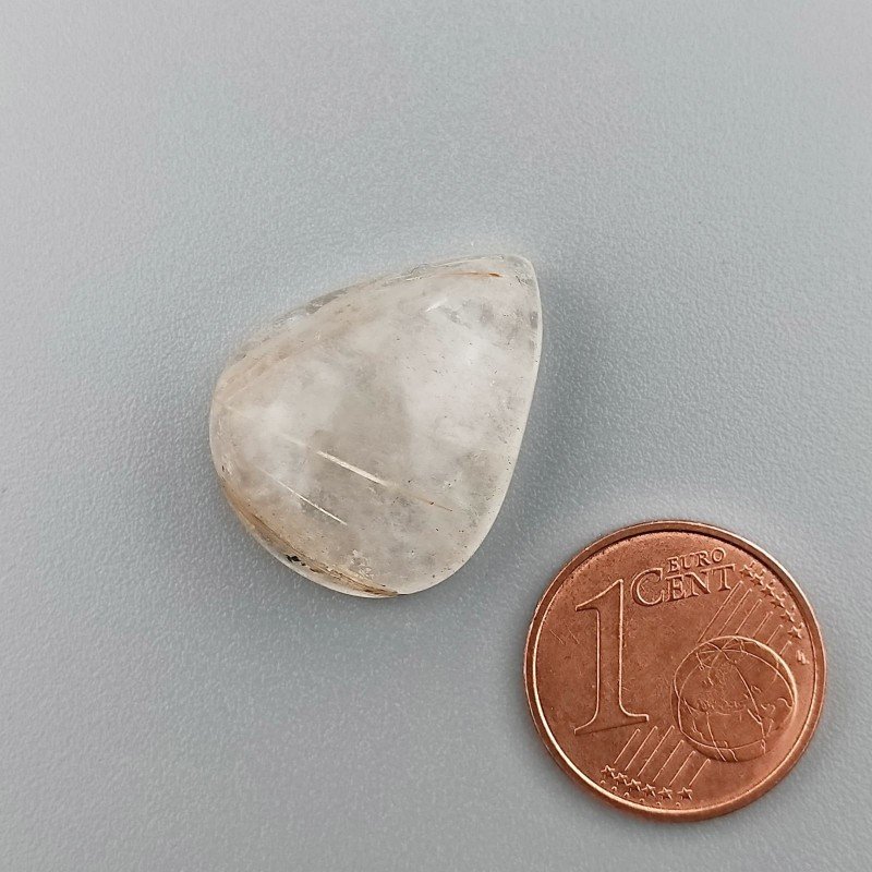 Cabochon di Quarzo Rutilato Oro Naturale Goccia, Piatto e Liscio, 21x17x8 mm, 19,05 ct, Fatto a Mano