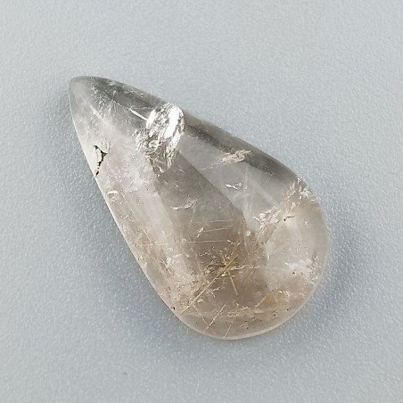 Quarzo Rutilato Oro Naturale Forma Goccia Piatto Cabochon Liscio Fatto a Mano 24X14X5mm 13,65 Carati 1pz