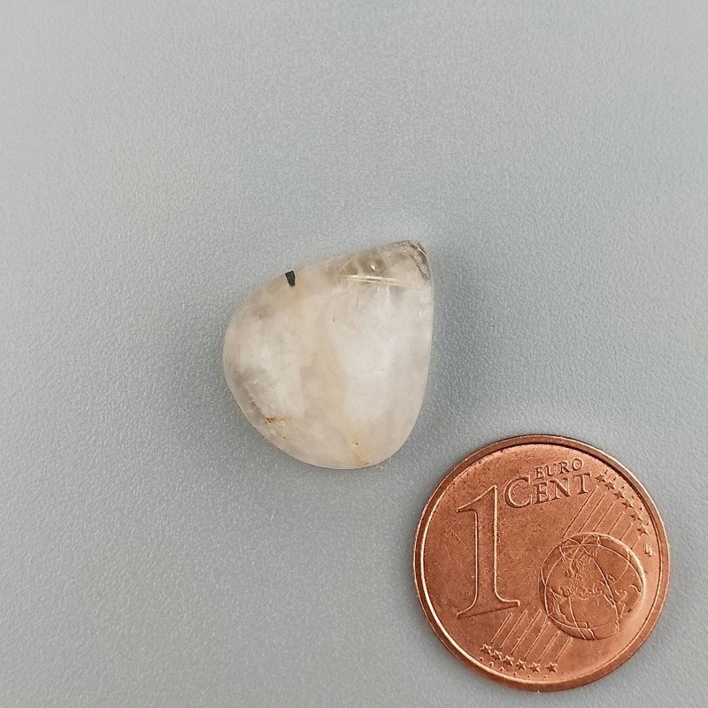 Cabochon di Quarzo Rutilato Oro Naturale Goccia, Piatto e Liscio, 16x13x7 mm, 10,20 ct, Fatto a Mano