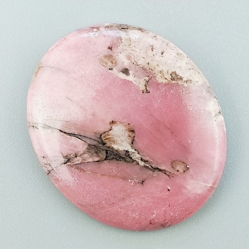 Rodonite Naturale Forma Ovale Piatto Cabochon Liscio Fatto a Mano 37X32X5mm 14,80gm 1pz