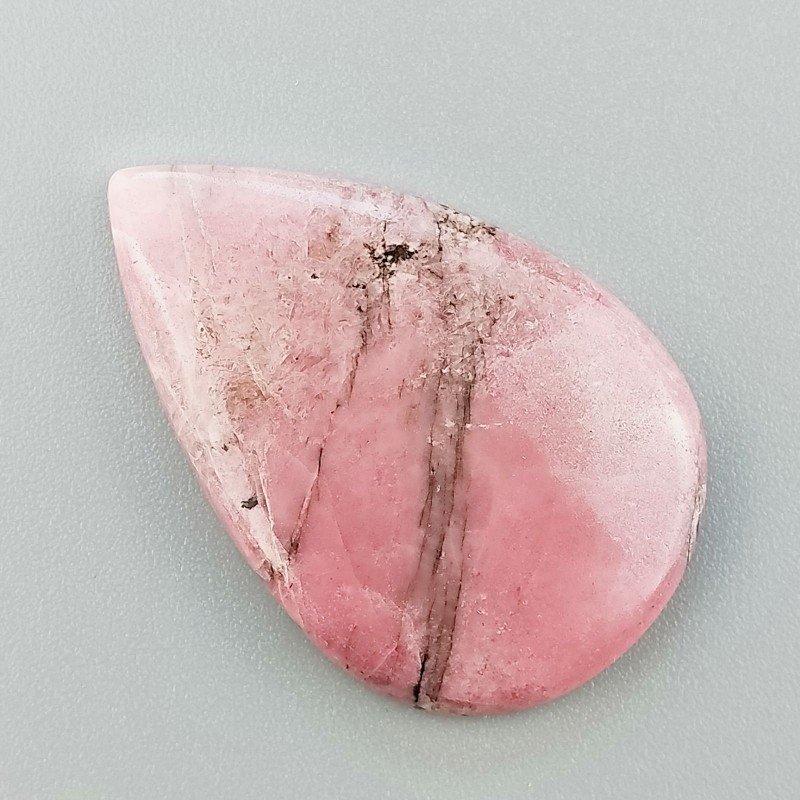 Rodonite Naturale Forma Goccia Piatto Cabochon Liscio Fatto a Mano 36X24X5mm 8,65gm 1pz