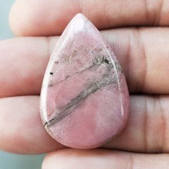 Rodonite Naturale Forma Goccia Piatto Cabochon Liscio Fatto a Mano 36X24X5mm 8,65gm 1pz