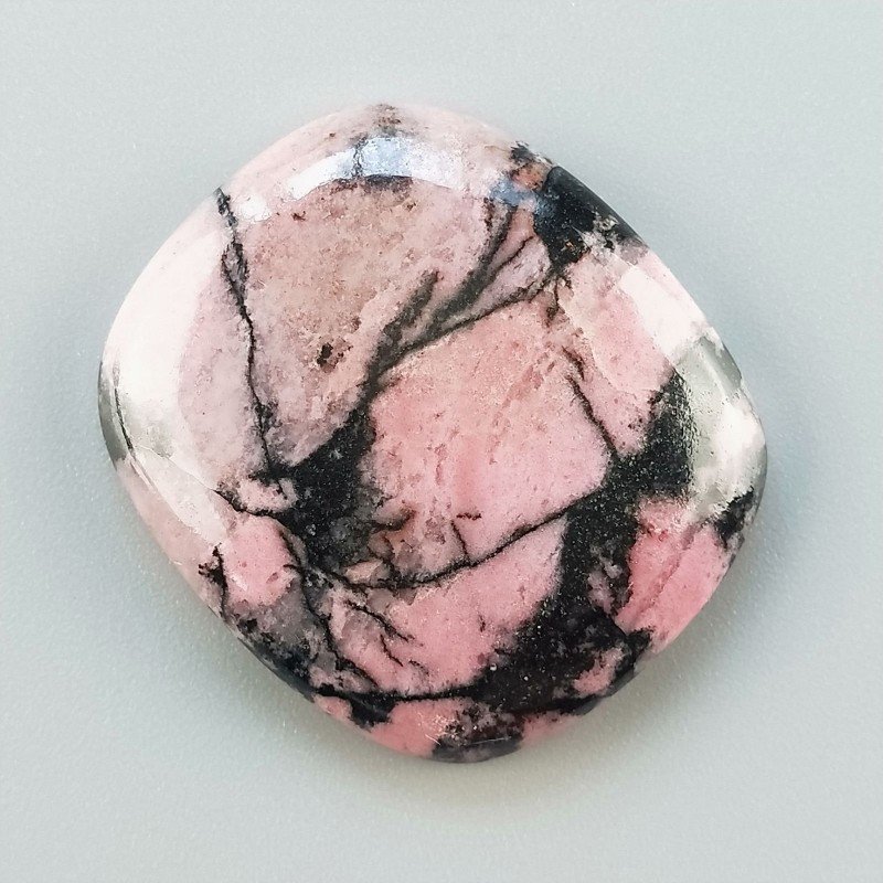 Rodonite Naturale Forma Cuscino Piatto Cabochon Liscio Fatto a Mano 34X30X6mm 15,15gm 1pz