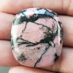 Rodonite Naturale Forma Cuscino Piatto Cabochon Liscio Fatto a Mano 34X30X6mm 15,15gm 1pz