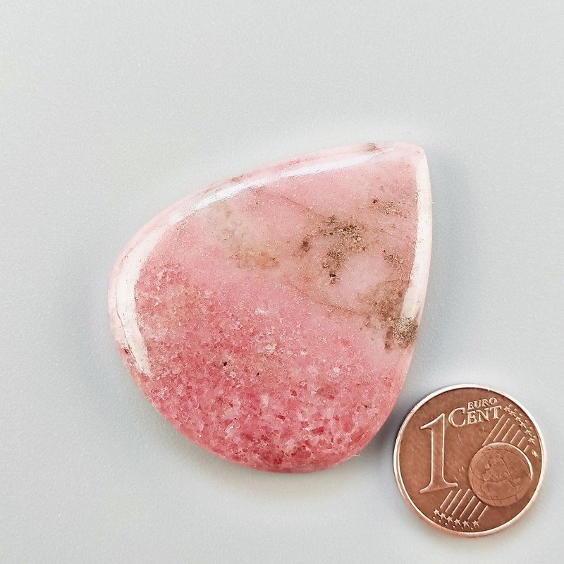 Rodonite Naturale Forma Goccia Piatto Cabochon Liscio Fatto a Mano 39X33X6mm 15,10gm 1pz
