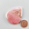 Rodonite Naturale Forma Goccia Piatto Cabochon Liscio Fatto a Mano 39X33X6mm 15,10gm 1pz
