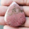 Rodonite Naturale Forma Goccia Piatto Cabochon Liscio Fatto a Mano 39X33X6mm 15,10gm 1pz