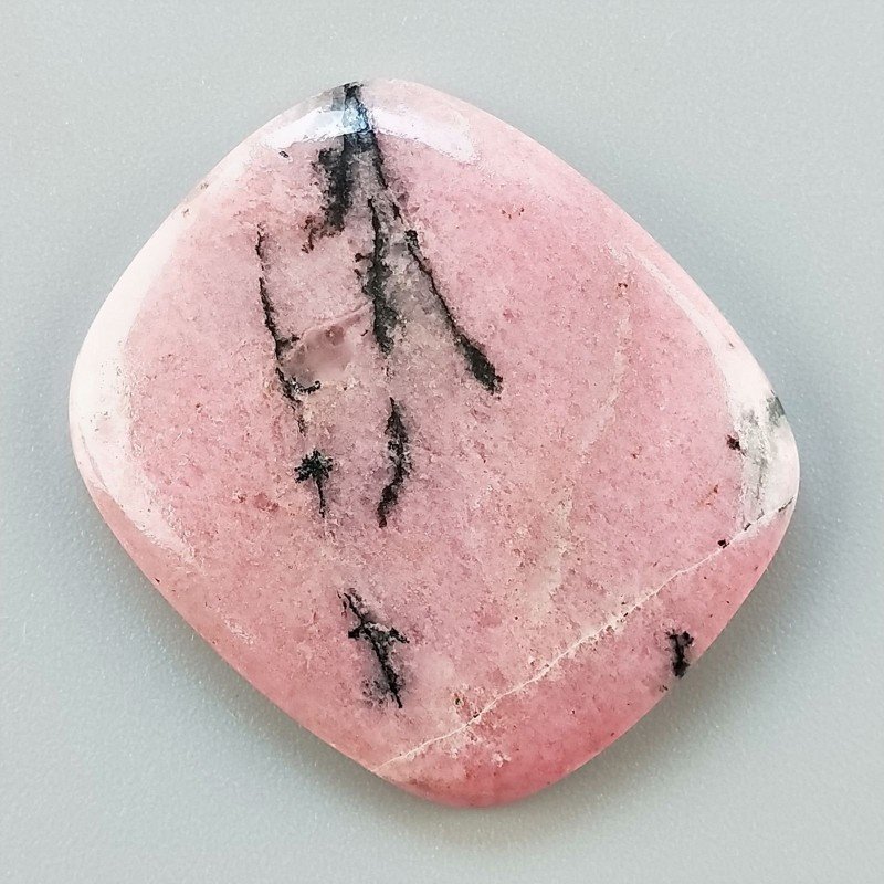 Rodonite Naturale Forma Cuscino Piatto Cabochon Liscio Fatto a Mano 34X30X5mm 10,80gm 1pz