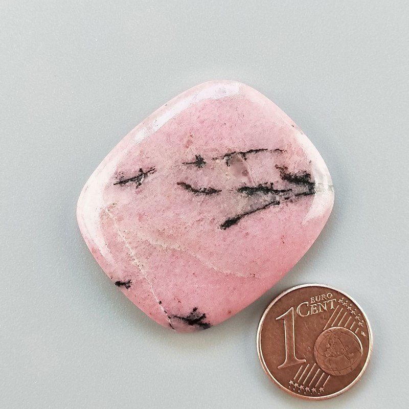 Rodonite Naturale Forma Cuscino Piatto Cabochon Liscio Fatto a Mano 34X30X5mm 10,80gm 1pz