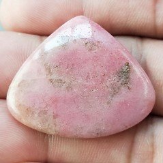 Rodonite Naturale Forma Goccia Piatto Cabochon Liscio Fatto a Mano 34X29X5mm 8,68gm 1pz