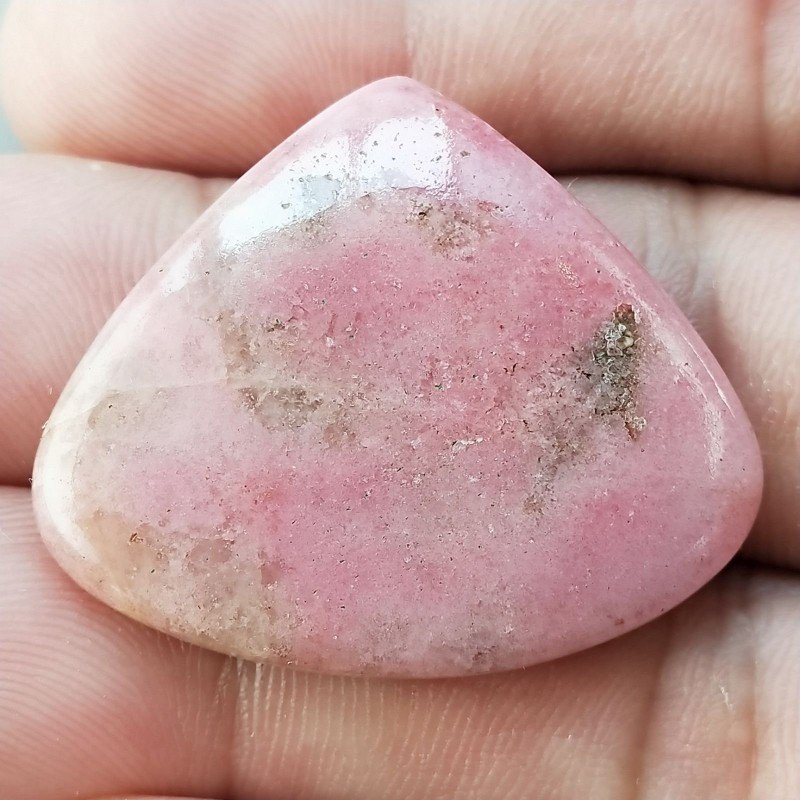 Rodonite Naturale Forma Goccia Piatto Cabochon Liscio Fatto a Mano 34X29X5mm 8,68gm 1pz