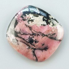 Rodonite Naturale Forma Cuscino Piatto Cabochon Liscio Fatto a Mano 33X31X7mm 15,49gm 1pz