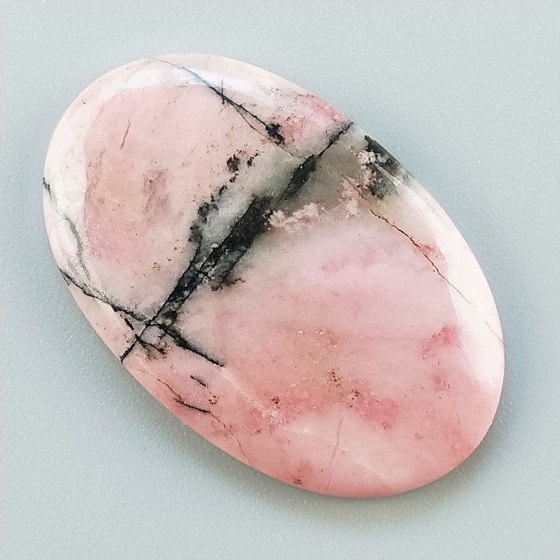 Rodonite Naturale Forma Ovale Piatto Cabochon Liscio Fatto a Mano 39X25X5mm 8,98gm 1pz