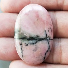 Rodonite Naturale Forma Ovale  Piatto Cabochon Liscio Fatto a Mano 39X25X5mm 8,98gm 1pz