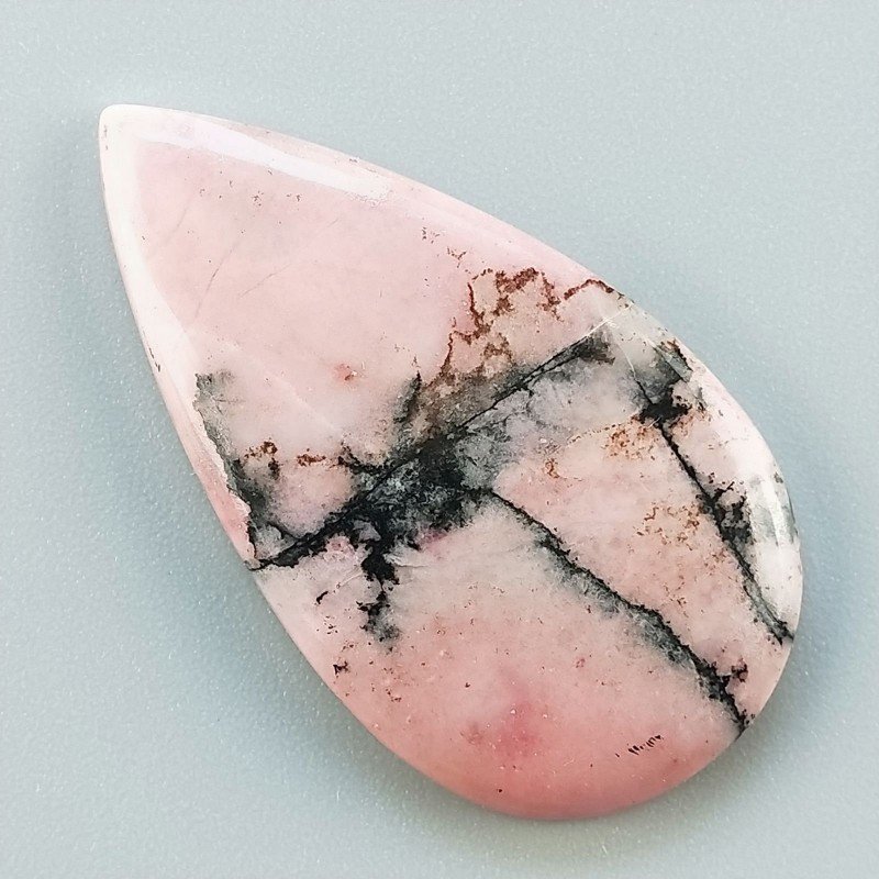 Rodonite Naturale Forma Goccia Piatto Cabochon Liscio Fatto a Mano 40X22X5mm 7,54gm 1pz