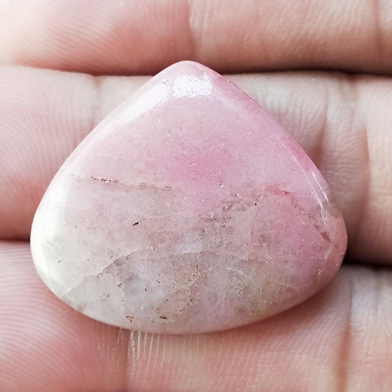 Rodonite Naturale Forma Goccia Piatto Cabochon Liscio Fatto a Mano 25X29X4mm 5,80gm 1pz