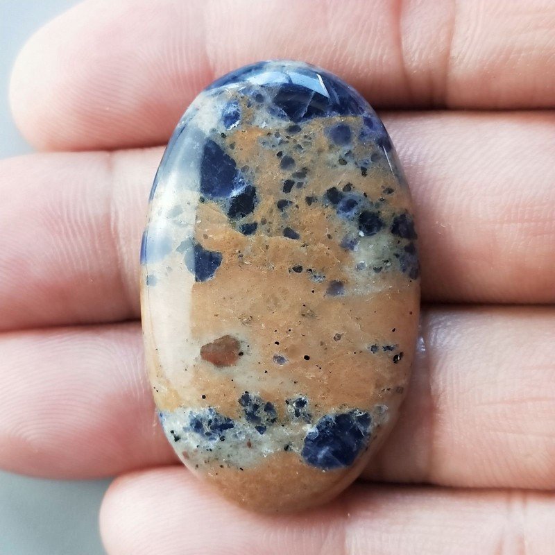 Sodalite Naturale Forma Ovale Piatto Cabochon Liscio Fatto a Mano 41X26X5mm 10,70gm 1pz