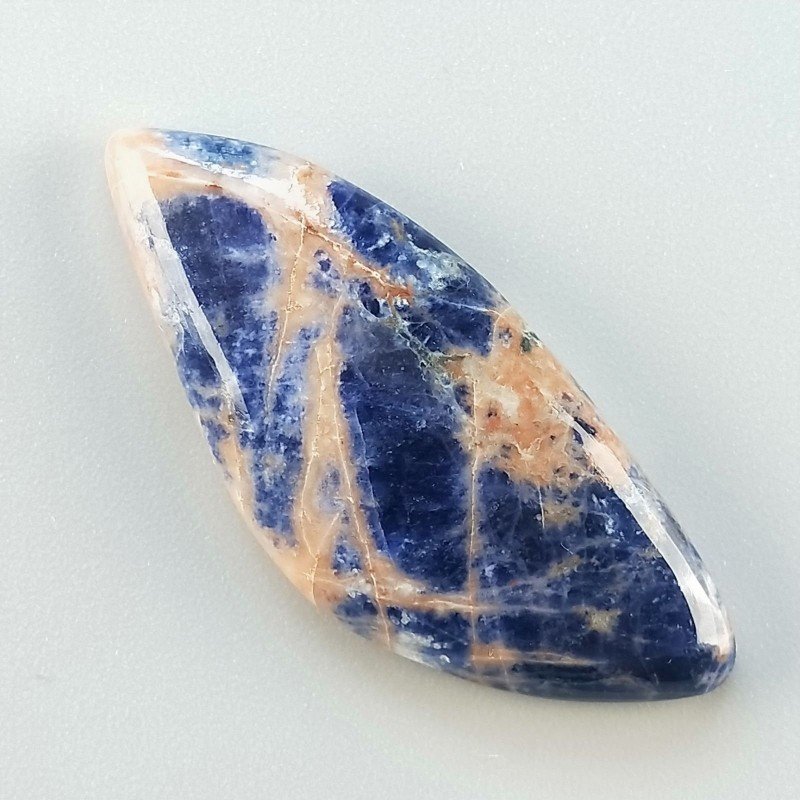 Sodalite Naturale Forma Fantasia Piatto Cabochon Liscio Fatto a Mano 41X18X6mm 5,66gm 1pz