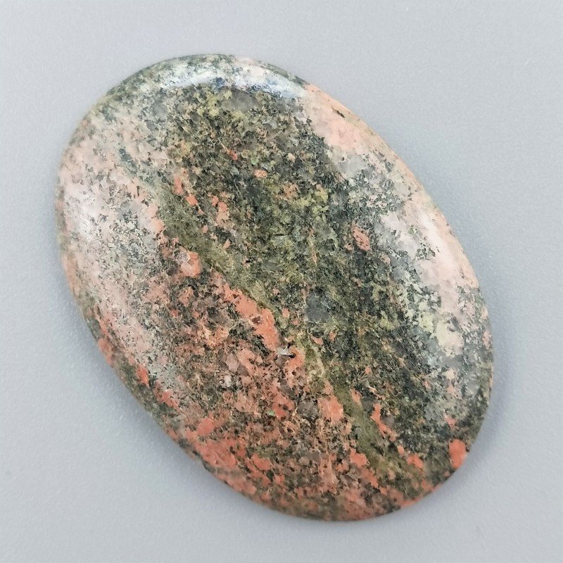 Unakite Naturale Forma Ovale Piatto Cabochon Liscio Fatto a Mano 47X33X6mm 15,68GM