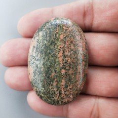 Cabochon di Unakite Naturale Ovale, Piatto e Liscio, 47x33x6 mm, 15,68 g, Fatto a Mano