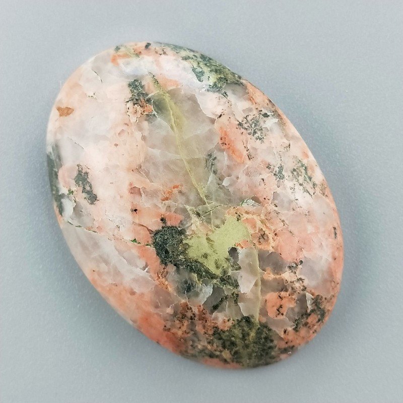 Unakite Naturale Forma Ovale Piatto Cabochon Liscio Fatto a Mano 43X30X8mm 16,50GM