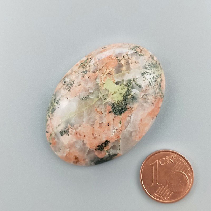 Unakite Naturale Forma Ovale Piatto Cabochon Liscio Fatto a Mano 43X30X8mm 16,50GM