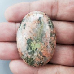 Unakite Naturale Forma Ovale Piatto Cabochon Liscio Fatto a Mano 43X30X8mm 16,50GM