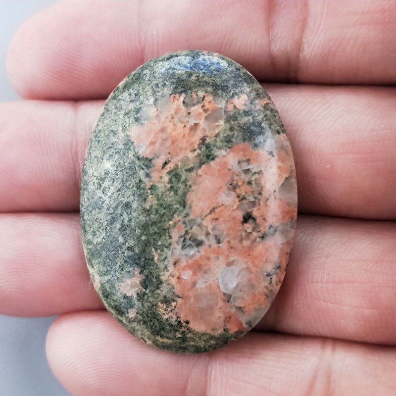 Unakite Naturale Forma Ovale Piatto Cabochon Liscio Fatto a Mano 40X29X5mm 10,22GM