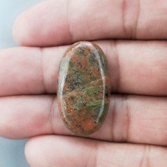 Unakite Naturale Forma Ovale Piatto Cabochon Liscio Fatto a Mano 29X17X4mm 4,24GM Unakite Naturale Forma Ovale Piatto Cabochon Liscio Fatto a Mano 29X17X4mm 4,24GM