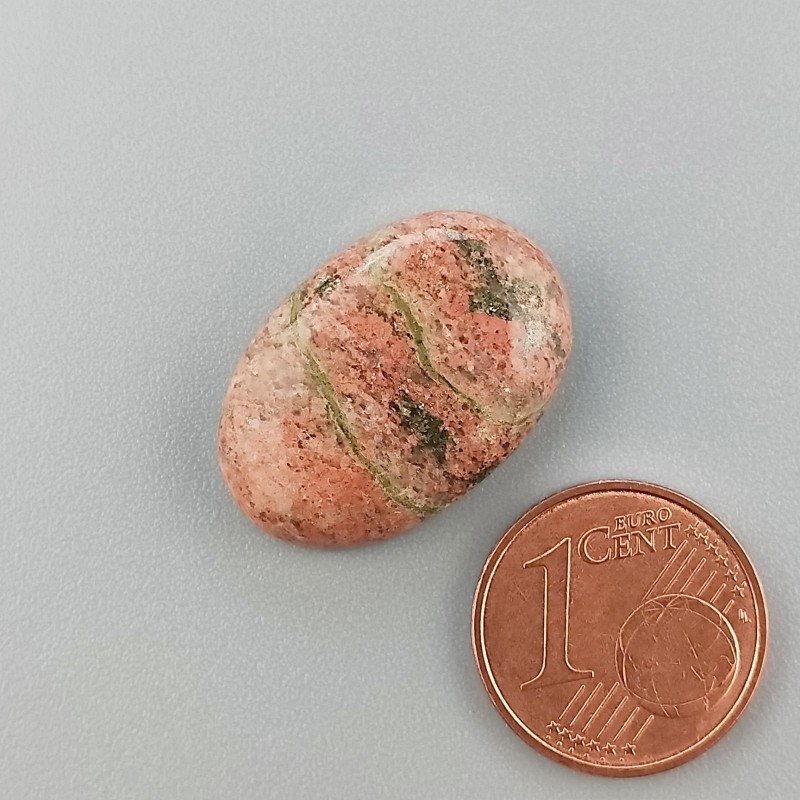 Cabochon di Unakite Naturale Ovale, Piatto e Liscio, 22x15x5 mm, 3,08 g, Fatto a Mano