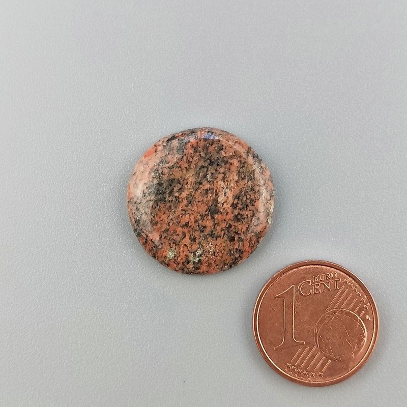 Cabochon di Unakite Naturale Tondo, Piatto e Liscio, 19x19x3 mm, 2,38 g, Fatto a Mano