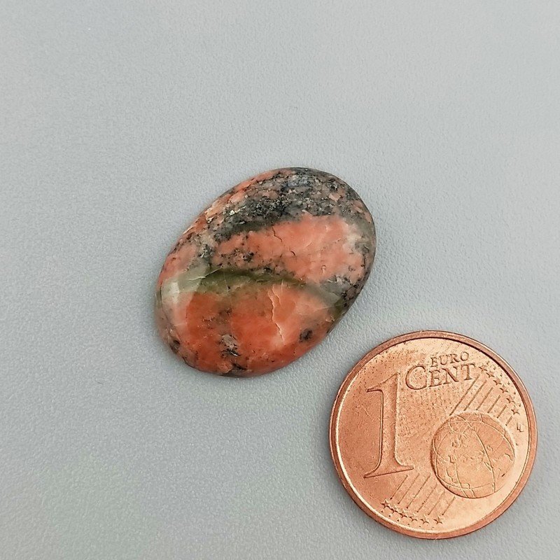 Cabochon di Unakite Naturale Ovale, Piatto e Liscio, 19x14x3 mm, 1,58 g, Fatto a Mano