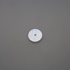 Componente agata bianca trasparente tondo piatto foro centrale 15 mm 1pz