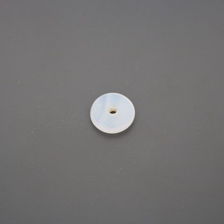 Componente agata bianca trasparente tondo piatto foro centrale 15 mm 1pz