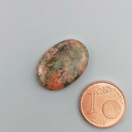Unakite Naturale Forma Ovale Piatto Cabochon Liscio Fatto a Mano 21X14X4mm 2,17GM