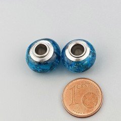 Perlina foro largo blu metallico 13.5x8.5mm 1pz