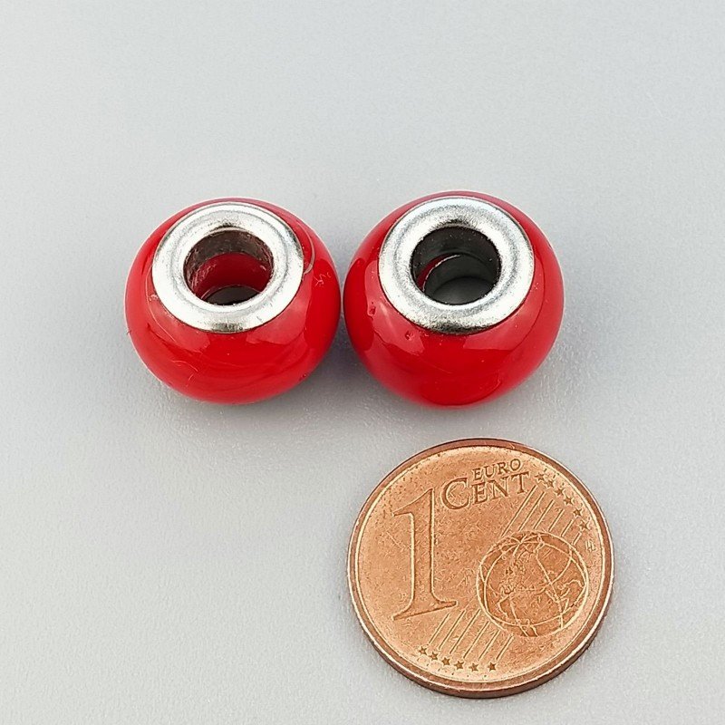 Perlina roeo largo rosso 13.5x8.5mm 1pz