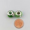 Perlina foro largo foglie verdi del fiore bianco su verde trasparente 1pz