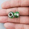 Perlina foro largo foglie verdi del fiore bianco su verde trasparente 1pz