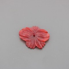 Componente Di Giada Burma Rosso Fiore Bombato 34x28mm 1pz