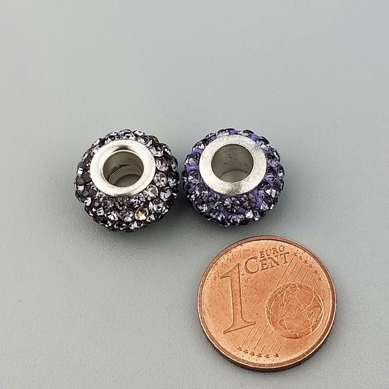 Perlina foro largo pietre viola 13.5x8.5mm 1pz