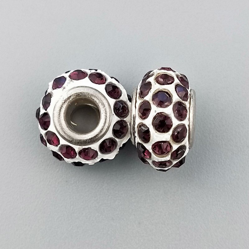 Perlina foro largo pietra viola su bianco 13.5x8.5mm 1pz