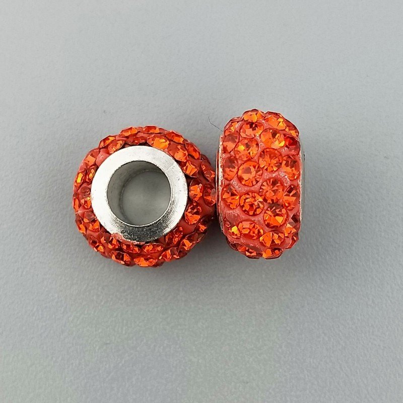 Perlina foro largo pietre arancioni 13.5x8.5mm 1pz