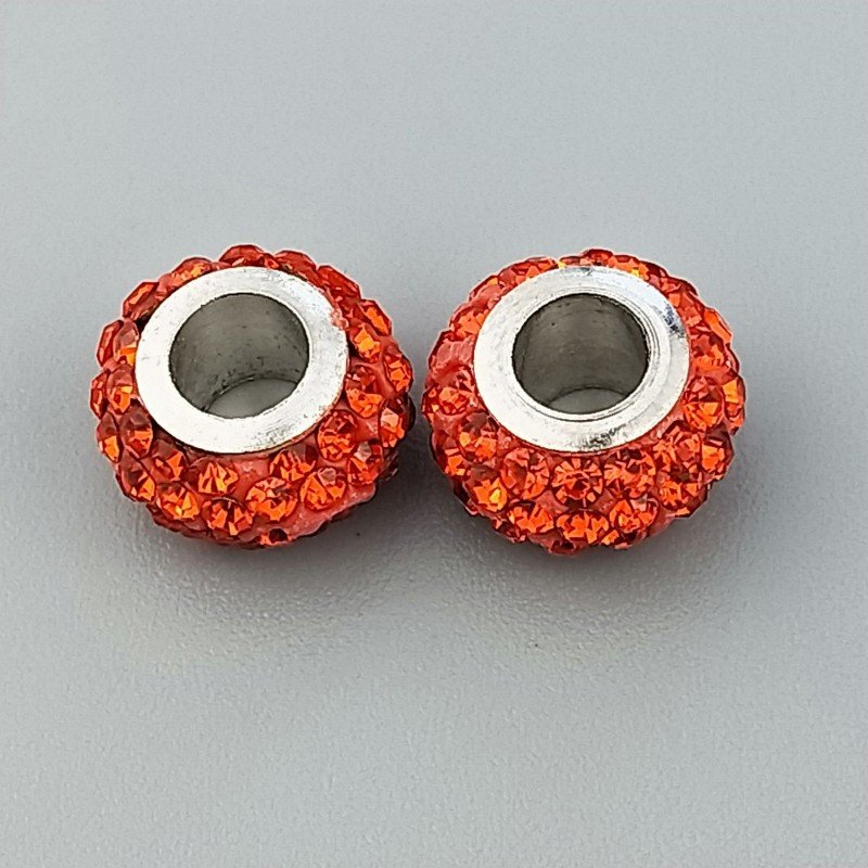 Perlina foro largo pietre arancioni 13.5x8.5mm 1pz