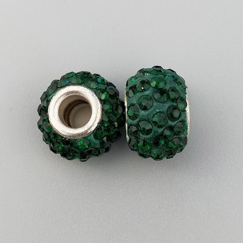Perlina foro largo pietre verdi 13.5x8.5mm 1pz