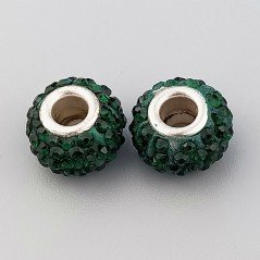 Perlina foro largo pietre verdi 13.5x8.5mm 1pz