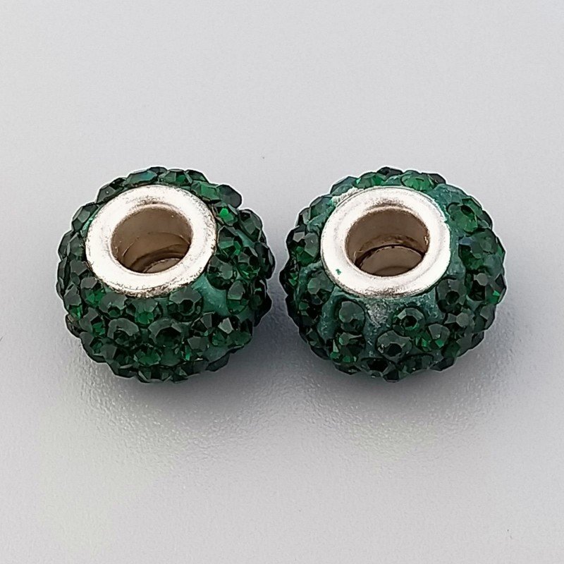 Perlina foro largo pietre verdi 13.5x8.5mm 1pz
