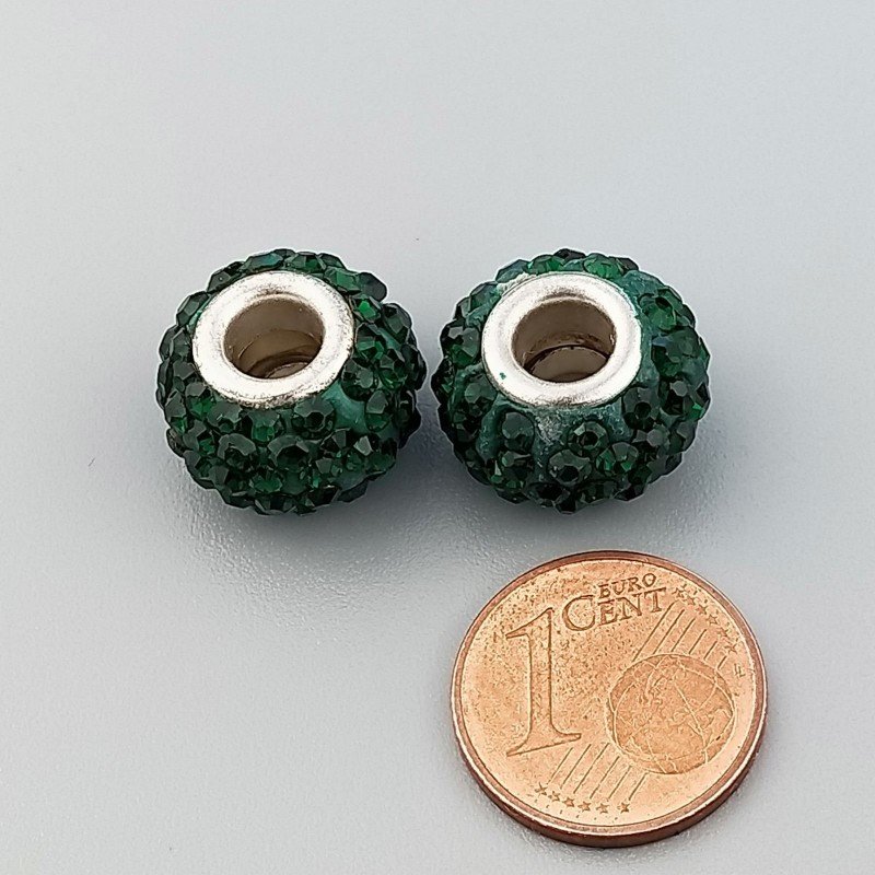 Perlina foro largo pietre verdi 13.5x8.5mm 1pz
